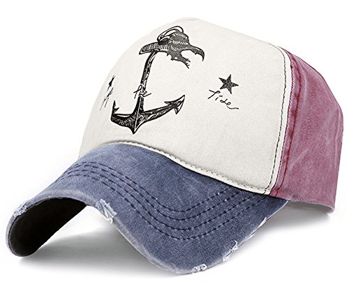 Glamorstar Pirate Ship Anchor Baseball Hat Printing Adjustable Hip-Hop Cap Navy Wine Red