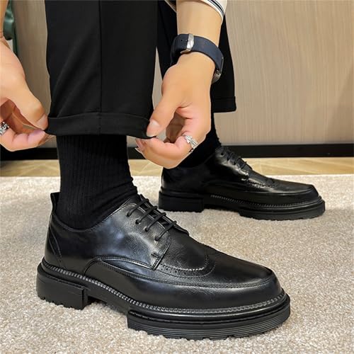 Men's Trendy Brogue Wingtip Dress Shoes Formal Business Casual Lace Up Punched Leather Oxford4