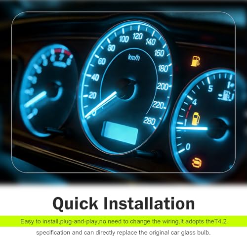 Image of 10 PCS Car T4.2 LED Bulbs, 12 V 3030 SMD High Brightness Dashboard Indicator Light, Plug and Play Wide Angle HVAC Climate Control Bulb, Interior Lighting Replacement for Car (Blue)