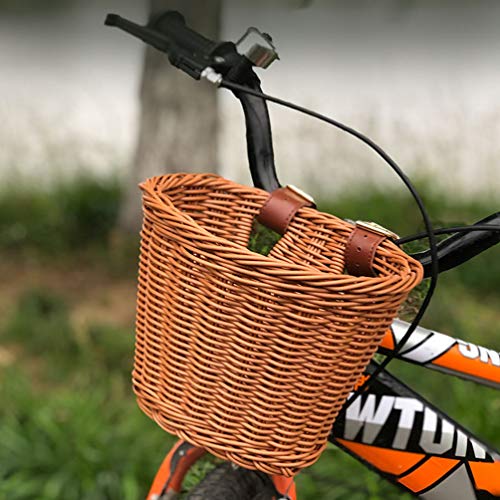 CLISPEED Cesta de Bicicleta Cesta Tecida de Cana de Bicicleta Cesta de GuidÃ£o Frontal para CrianÃ§a