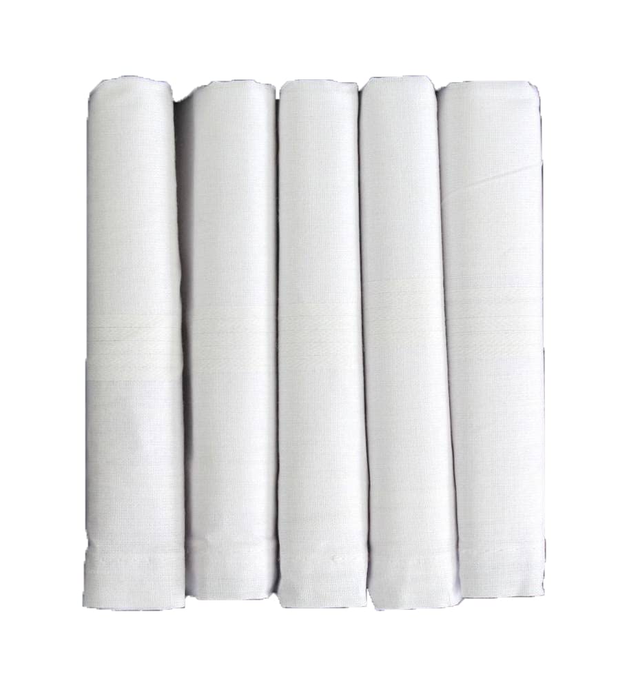 David Van Hagen Mens Five Pack Cotton Handkerchiefs - White