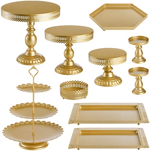 La Mejor Selección de Moldes para mesa de dulces - solo los mejores. 48 Hedume - Juego de 10 soportes para tartas, juego de soporte de metal para cupcakes con múltiples estilos de combinación, plato de postre, bandeja para servir pasteles, dulces y...