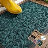 GORILLA GRIP 100% Waterproof All-Season WeatherMAX Doormat, US Designed Natural Rubber, Stain and Fade Resistant, Low Profile Indoor Outdoor Door Mats, Easy Clean Patio Mat, 29x17, Moss Vine Leaves
