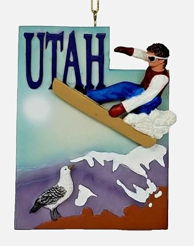Utah Christmas Ornament, State Shape 4 Inch Resin