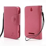 Smays M Folio Leather Wallet Case Cover for Sony Xperia E Dual C1605 C1604 Xperia E C1505 C1504 (Rose)