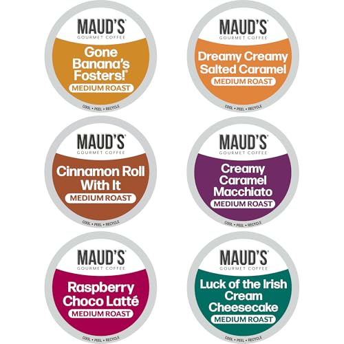 Image of Maud's Flavored Coffee Pods Variety Pack, 24ct, 6 Assorted Flavors | Medium Roast Flavored Coffee in Single Serve Pods - 100% Arabica Coffee, Compatible with Keurig Coffee Makers