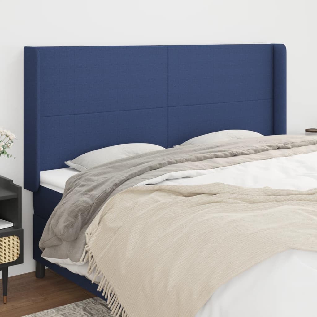 Tête de Lit avec Oreilles Excellent Soutien du Dos Meuble de Chambre à Coucher Décoration Intérieure Design Moderne et Élégant Bleu 203x16x118/128 cm