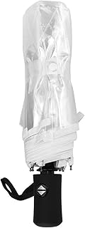 Clear Umbrella-Automatic Open Foldable, Transparent Portable Collapsible Umbrella for Rain/Wind/Snow, Windproof Travel Umbrella for Wedding/Travel/Dating