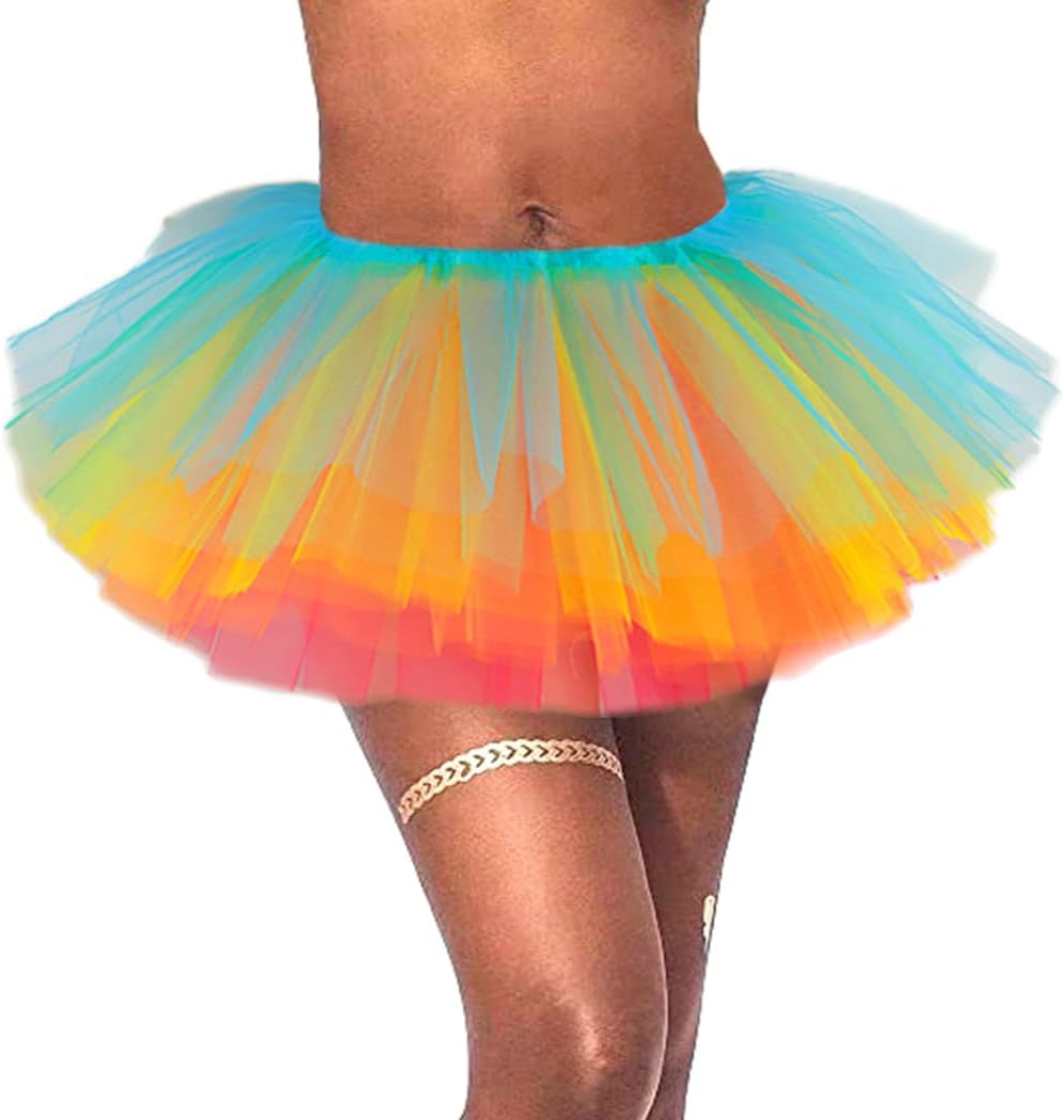 Women Tutu Skirt Tulle Ballet Tutu Classic Adult Layered Elastic Dance Skirts for Party Birthday Festival