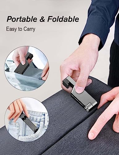 Image of URBAN KINGS Cell Phone Stand for Desk - Foldable & Portable iPhone Holder Compatible With All Mobile Phones, iPad Mini, Tablets 4-10.5 inch (Black) (Silver)