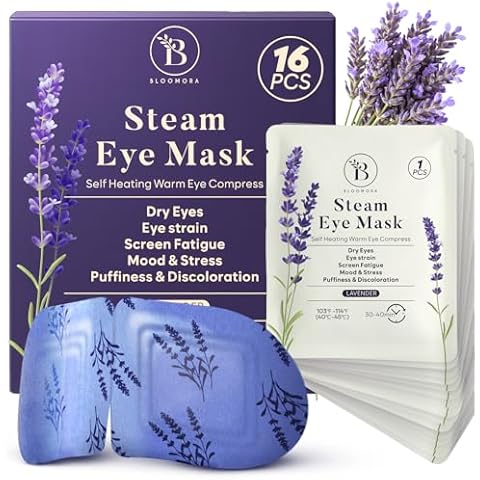 BLOOMORA 16 Pack Lavender Self-Heating Eye Masks Cover