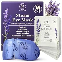 16 Pack Lavender Steam Eye Mask for Dryness, Puffiness, Strain & Relaxation, Heated Eye Mask for Sleep & Travel, Self-Heating & Disposable Warm Compress, Travel Essentials, Relaxation Gifts for Women