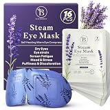 Lot de 16 Masque Chauffant Yeux à la Lavande – Masque Chauffant Vapeur pour Relaxation, Patch Yeux Secs, Poches et Fatigue – Compresses Auto-Chauffantes Jetables pour le Sommeil et les Voyages