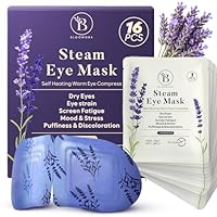 Lot de 16 Masque Chauffant Yeux à la Lavande – Masque Chauffant Vapeur pour Relaxation, Patch Yeux Secs, Poches et Fatigue – Compresses Auto-Chauffantes Jetables pour le Sommeil et les Voyages