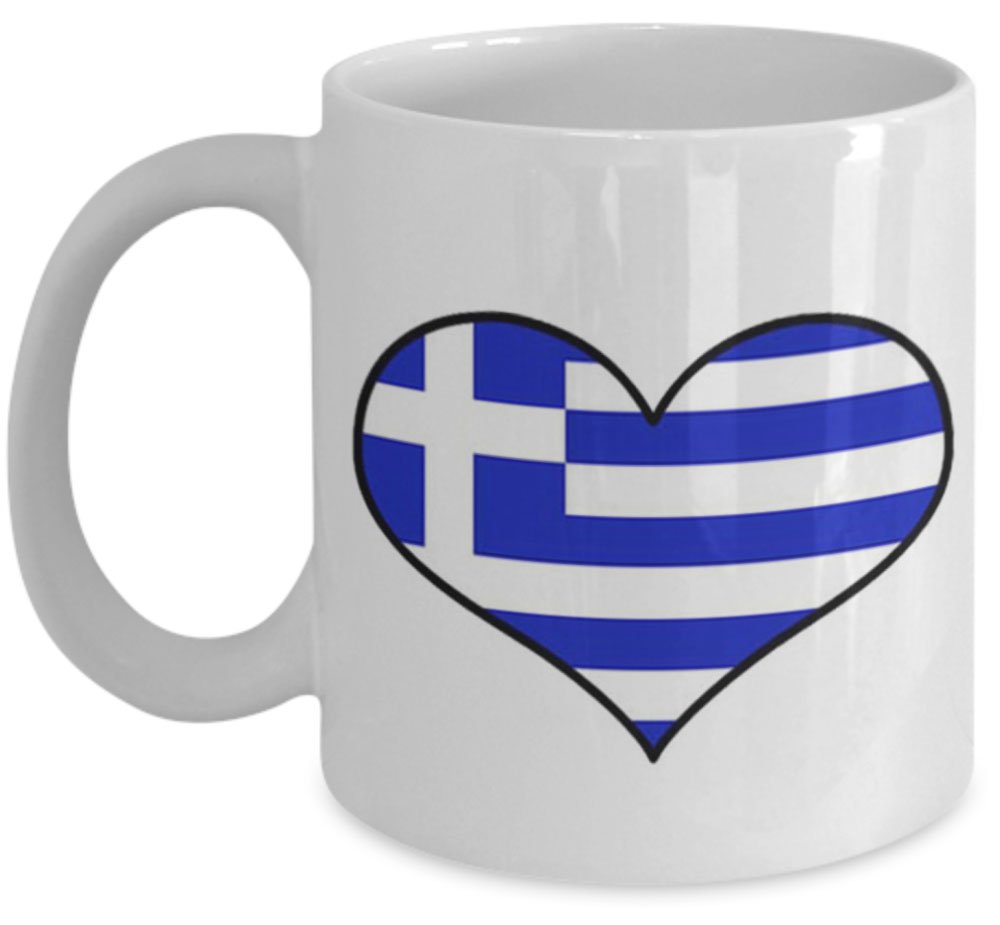 Shaniztoons White Greece Greek Heart Flag Emblem Gift Mug