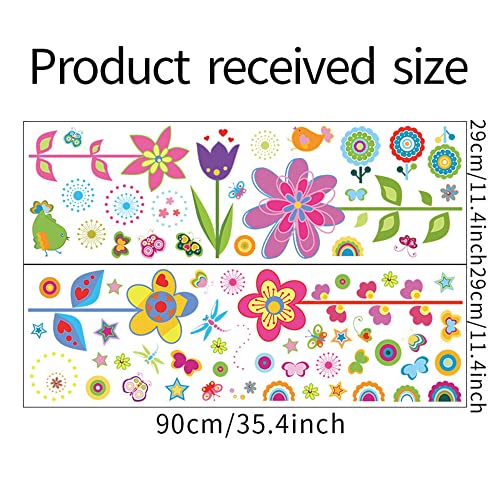 Rofarso Colorful Cute Cartoon Wall Sticker For Kid Removable Peel And Stick Wall Decal Diy Decoration For Nursery Baby Girls Bedroom Playroom Living Room (Flowers) #TOP4