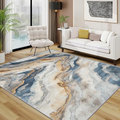 OAFUUU Modern Minimalist Marble Abstract Art Rug, Trendy Washable Short