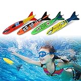 【TAMA?O DE TORPEDO DE TIBURóN DE JUGUETE DE NATACIóN】 Longitud 4.7 pulgadas, la aleta de tiburón es muy adecuada para agarrar, juguetes de buceo para piscina para ni?os, cuando juegan en el agua.