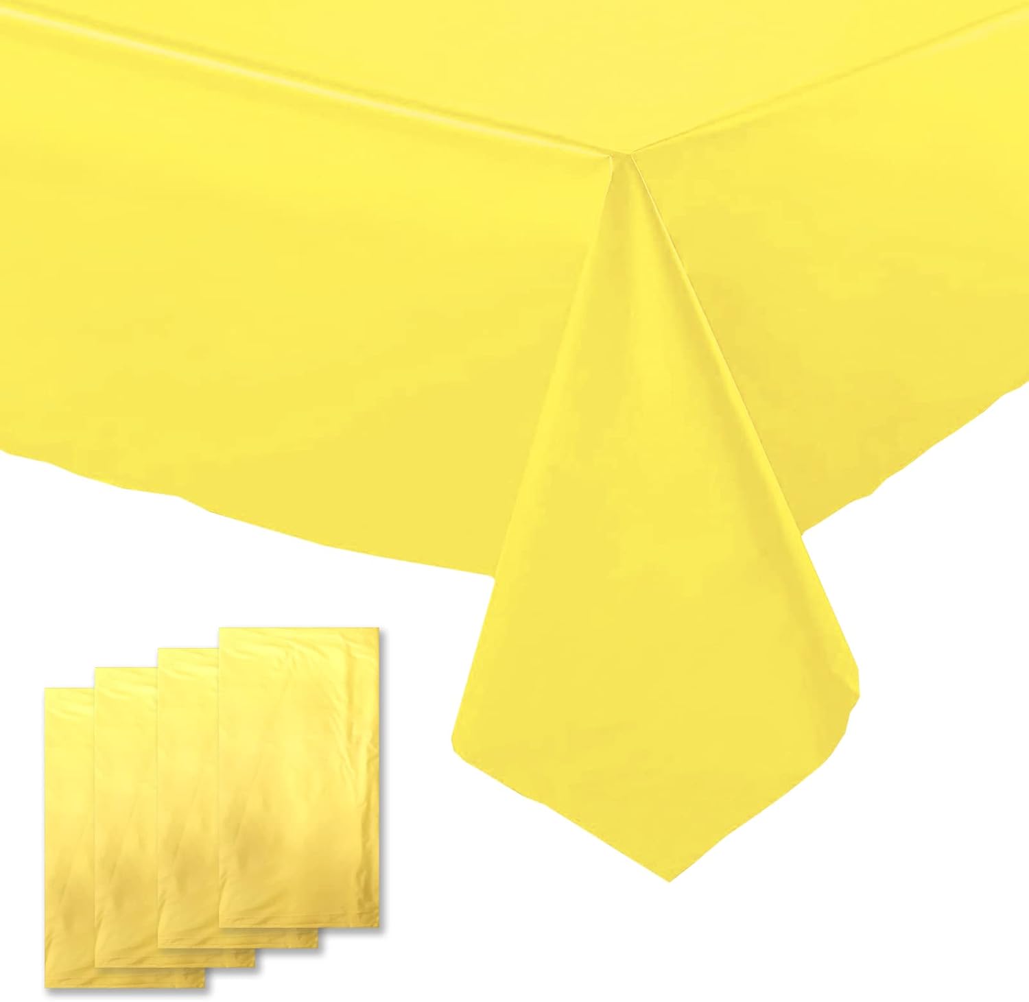 Yellow Plastic Table Cloth 4 Pack Disposable Plastic Table