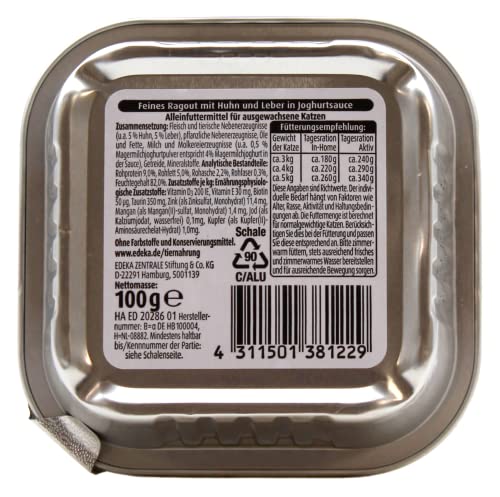 Edeka Feines Ragout mit Huhn und Leber in Joghurtsauce, 16er Pack (16 x 100g)