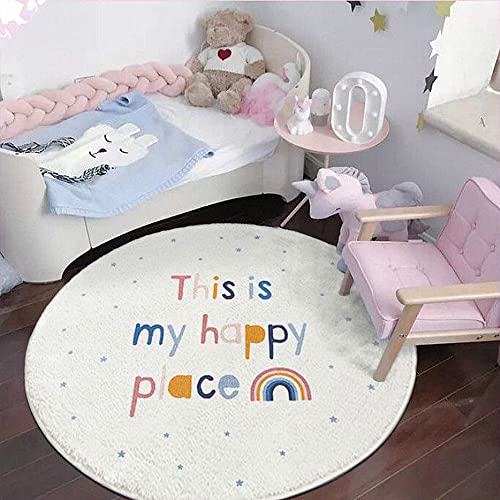 Poowe Rainbow Round Kids Playroom Rug - Soft Alphabet Nursery Rug for Bedroom - Playtime Collection, Learning & Game Carpet for Classroom, Best Shower Gift for Infant Toddlers (Round 31.5")
