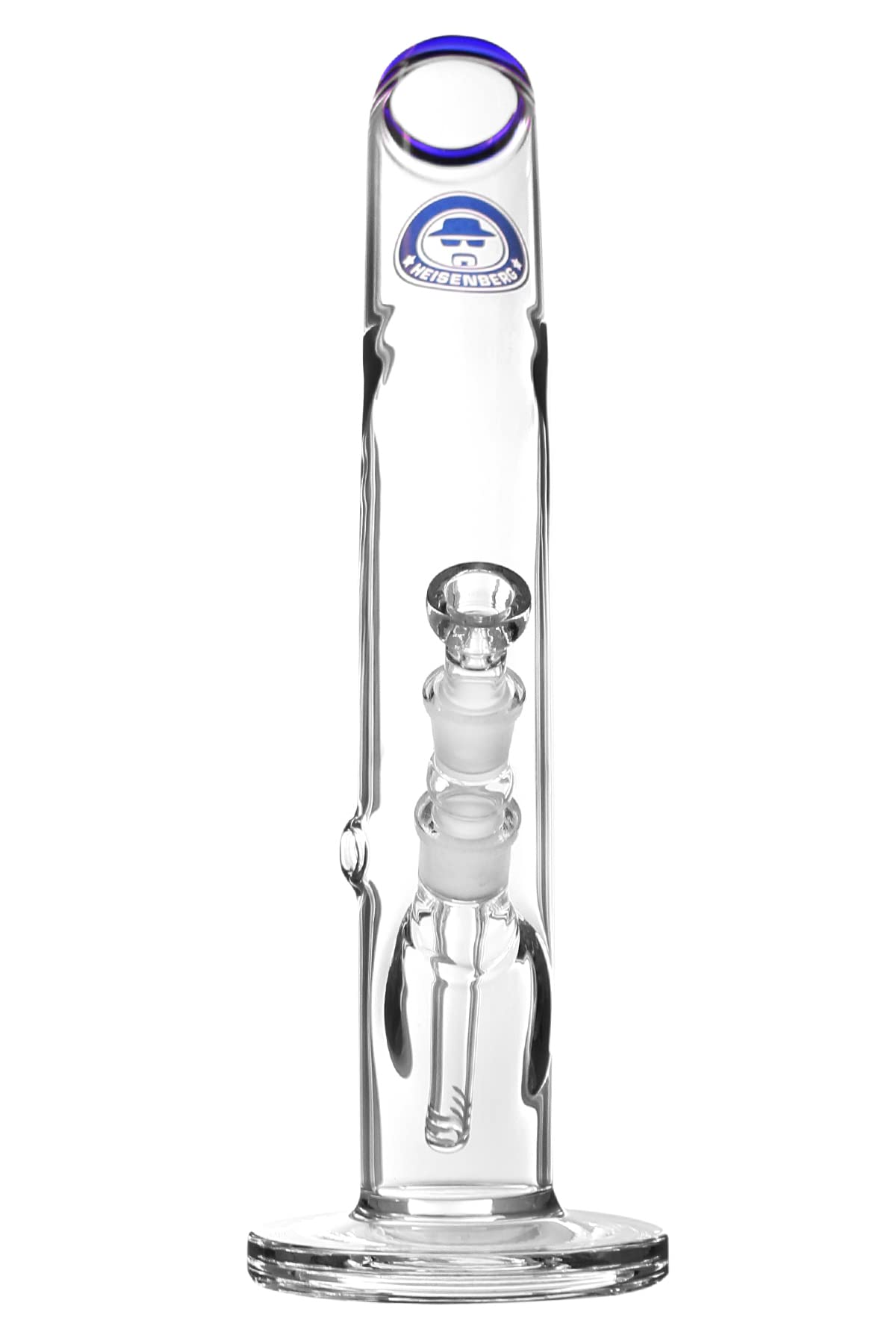 Heisenberg Slick Rick Glasbong 38cm Wasserpfeife mit 18.8er Schliff (NS19) mit Kickloch, Rundfuß und geknicktem Rohr