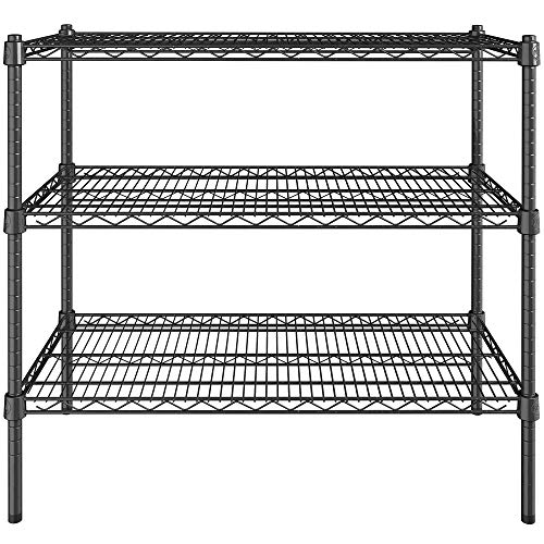 PRO&Family 18\" x 36\" NSF Black Epoxy 3-Shelf Kit with 34\" Posts