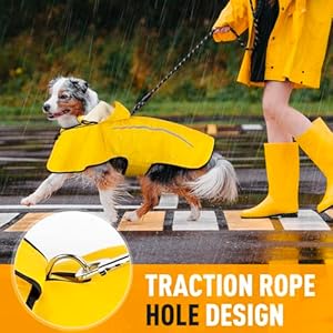 Dog raincoat waterproof raincoat with removable hoodie dog rain coats windproof snowproof dog rain jacket with reflective strip for medium dogs   cucciolini doodles