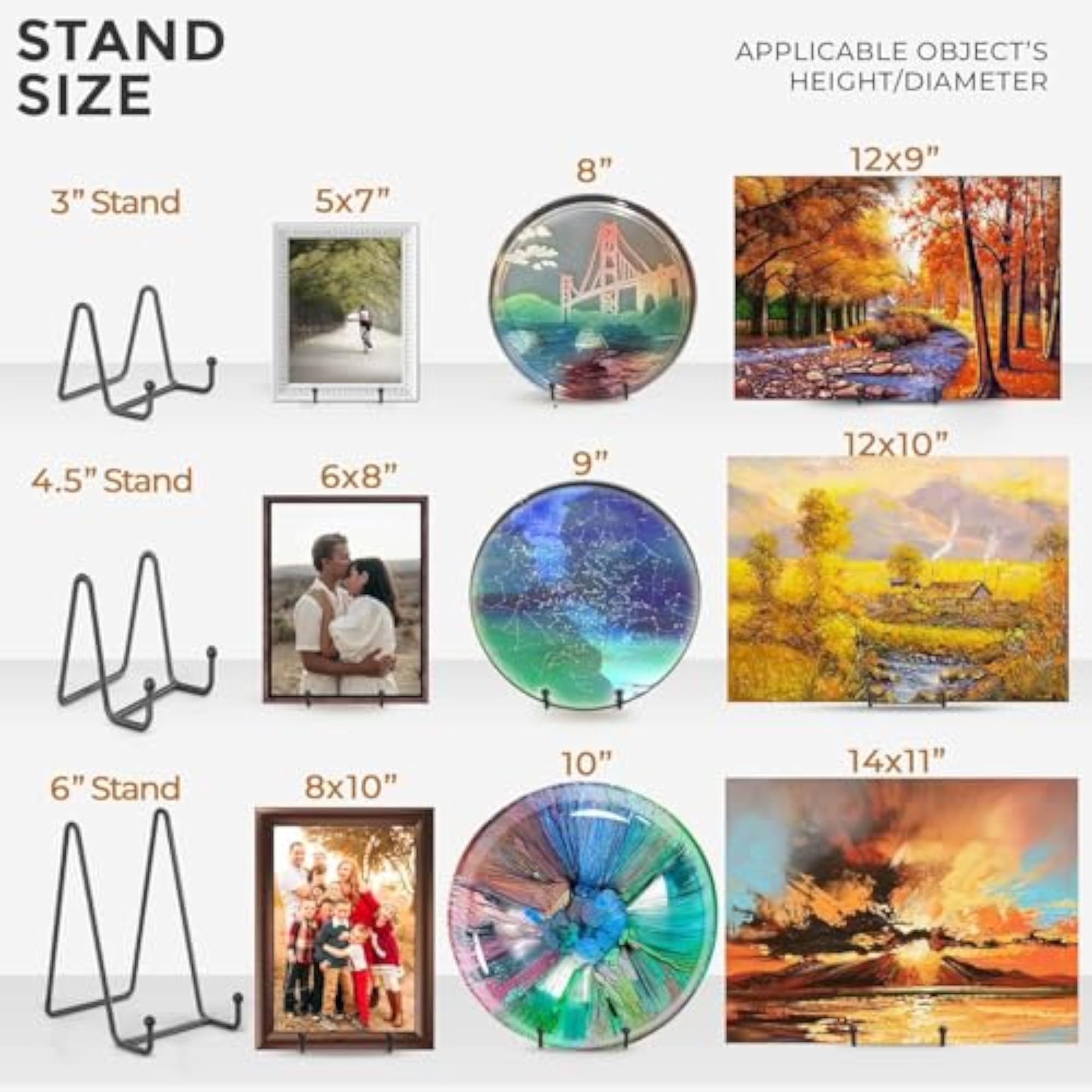 Plate Stands/Holder for Display, 8 Inch, Metal Frame
