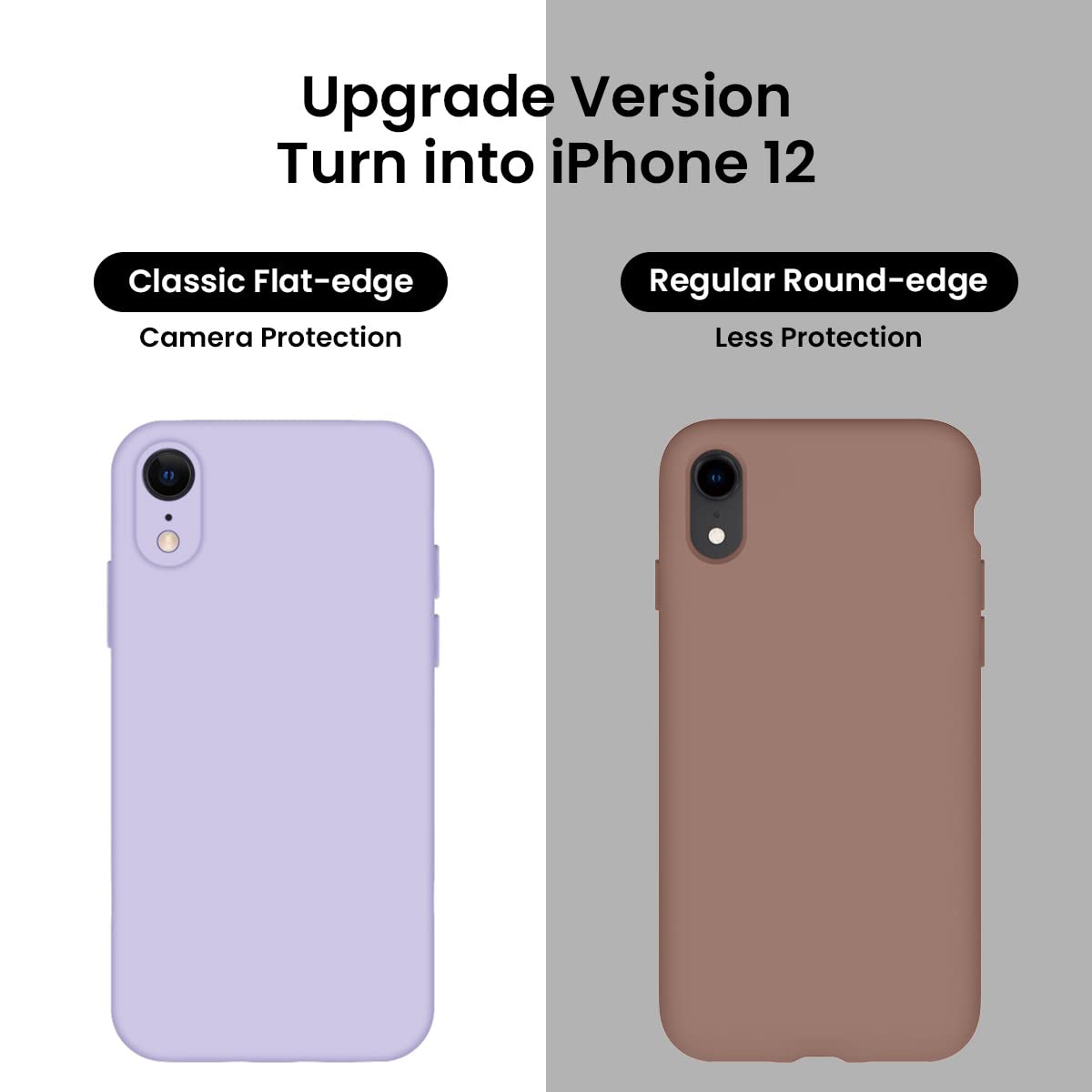 FireNova Custodia Per IPhone XR In Silicone Nero, Bordi Quadrati Stile IPhone 12, Protezione Fotocamera