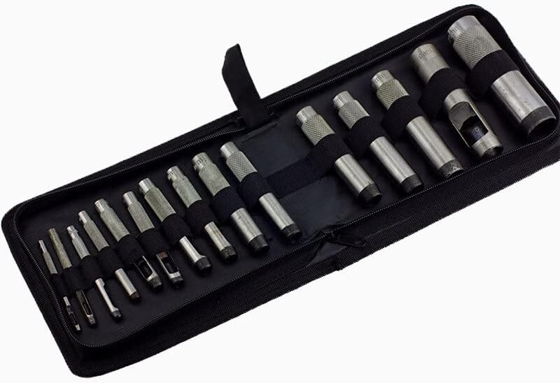 Leather Hole Punch Cutter 3mm-25mm, 15Pcs Round Hollow Punch Set, for Leather Watch Bands Belts Canvas Paper Plastics Craft Tool