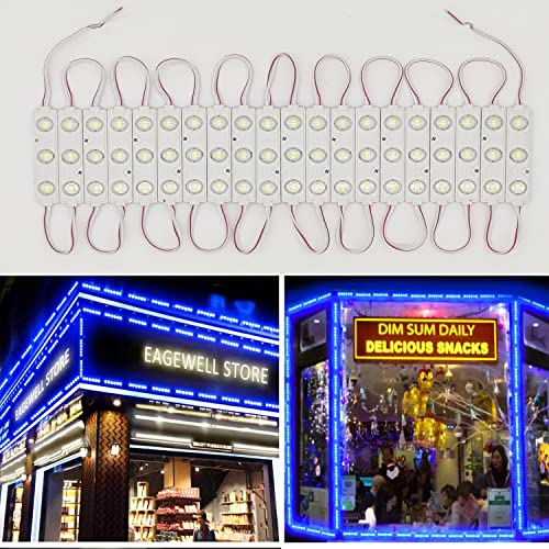 Image of LED Module, LED Windows Lights Blue 100pcs 49.8 Ft 5730 SMD 150LM Per LED Module IP65 Waterproof Decorative Light for Advertising Signs with Tape Adhesive Backside (Blue Light)