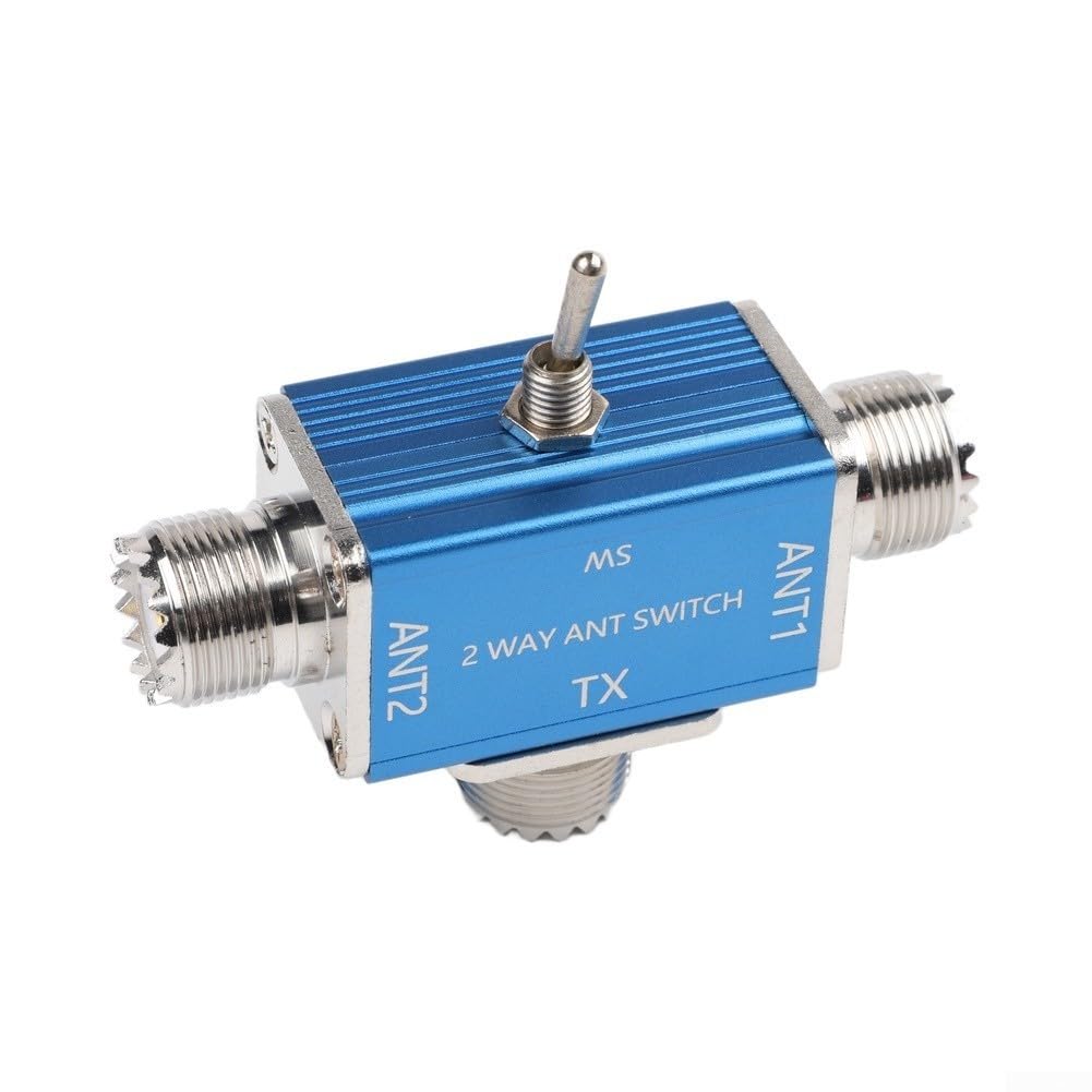 Interruptor coaxial manual, 1 entrada, 2 salidas, 0-50 MHz, 100 W, interruptor HF para radioaficionados CB - Aleación de aluminio para antena de aleación de aluminio con protección de tierra (SL-16)