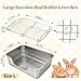Rypet Large Rabbit Litter Box, Bunny Litter Box High Side with 304 Stainless Steel Sifting Tray, Metal Small Animal Litter Pan with Pet Food Bowl and Water Bottle, Non-Slip Easy to Clean Odor Control