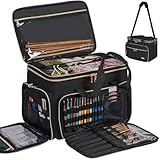 Bolsa de tricô grande organizador de armazenamento de fios, bolsa de crochê portátil, bolsas de fio para crochê em movimento para agulhas de tricô, ganchos de crochê, acessórios de tricô, projeto