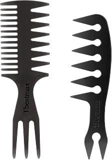Tbestmax Hair Comb Styling Set: Double Side Tail Combs, Afro Pick, Rat Tail Brush for African American Hair & Barbers - 2Pcs Black