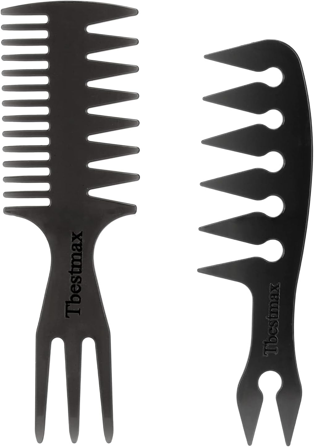 Hair Comb Styling Set Tail Combs Double Side Brushes Afro Pick Pik Comb African American Hair Brush Barber Accessories Black-2Pcs