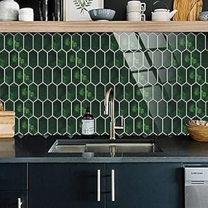 Tegelstickers Donkergroen Elegant Plakken op Tegels PVC Zelfklevende Muurtegels Hittebestendige Peel and Stick Vloertegels Keuken Tegel Stickers Badkamer Zelfklevende Tegels voor Muren 24 stuks