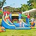 Outsunny 6-in-1 Inflatable Water Slide with Splash Pool, Slide, Climbing Wall, Water Cannon, Inflatable Bounce House for Kids with 2 Min. Inflation