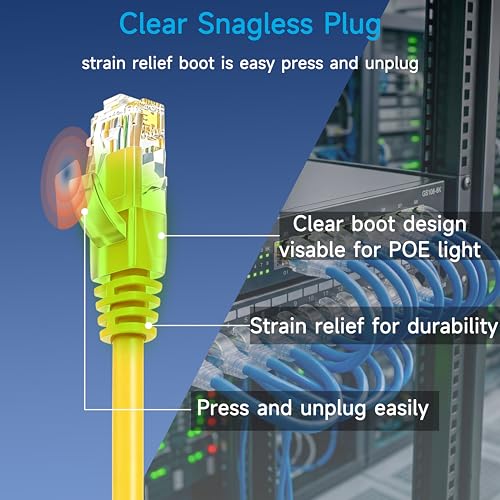 Image of Cat6 Ethernet Patch Cable 2 ft (10 Pack), Cat6 Patch Cable for Data Centers, Cat 6 Patch Cable 10G, Network Patch Cables for Home and Enterprise Network -Yellow