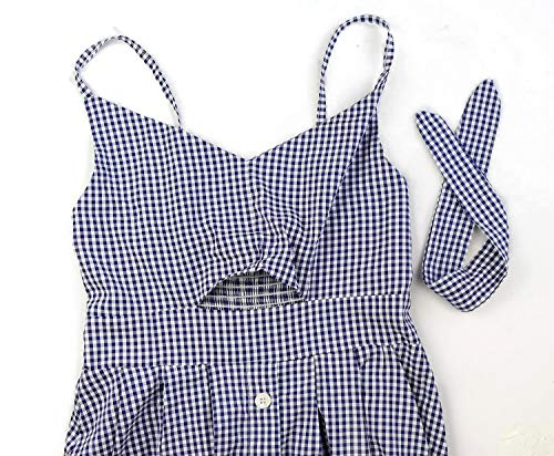 Image of FANCYINN Womens Tie Front Button Down A-Line Dresses Summer Spaghetti Strap Midi Dress Floral Prints