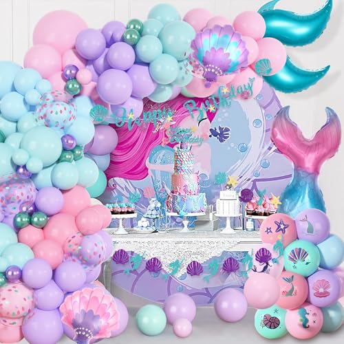 Image of Amandir 138Pcs Mermaid Birthday Party Decorations