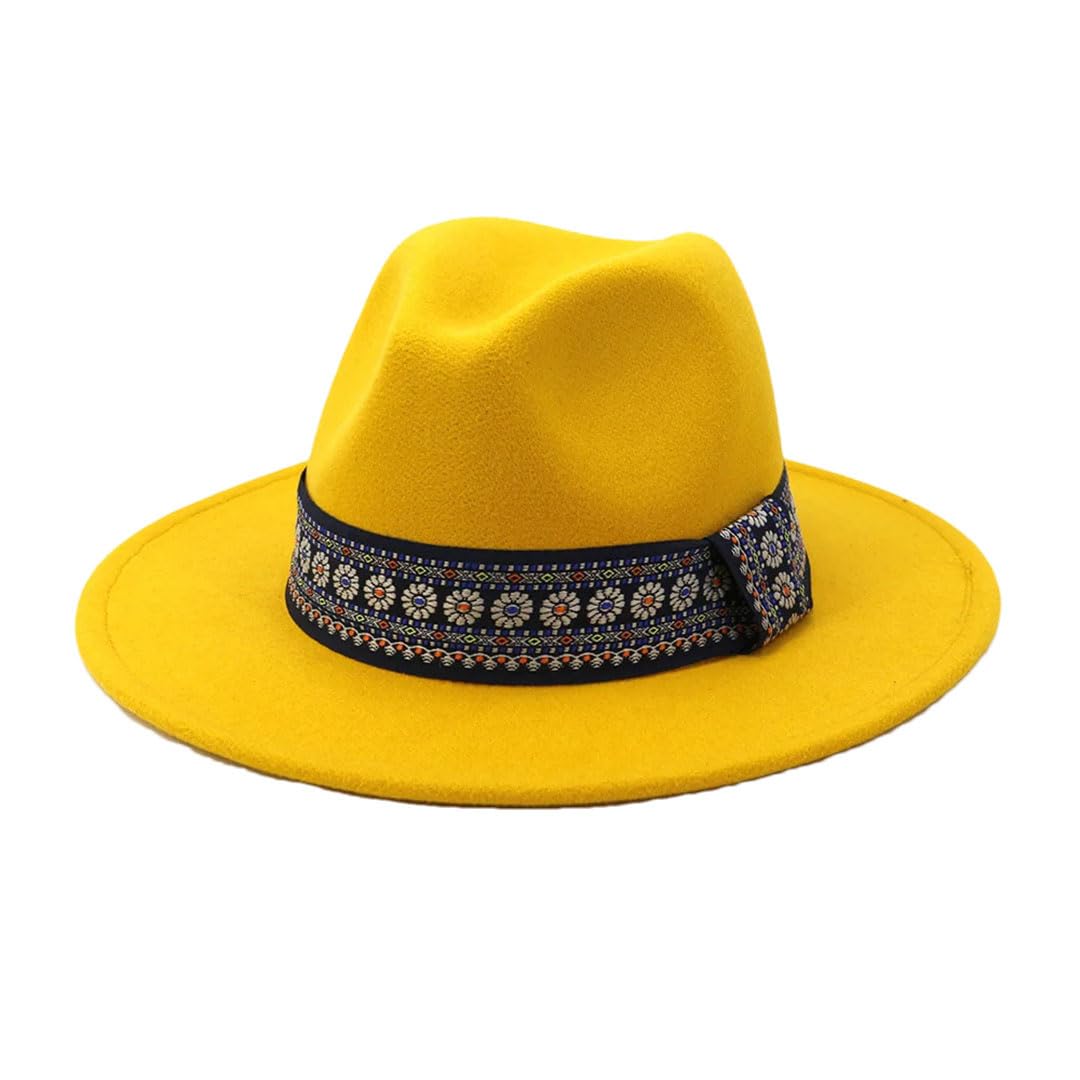 Kobiety Mężczyźni Wełniany Filc Trilby Kapelusz Fedora Dżentelmen Szerokie rondo Brytyjski Styl Wełniany Panama Sombrero Czapka