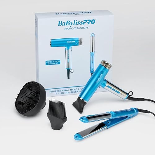 BaBylissPRO Nano Titanium Porfessional Nano Light Ionic Hair Dryer & 1" Ultra-Sl