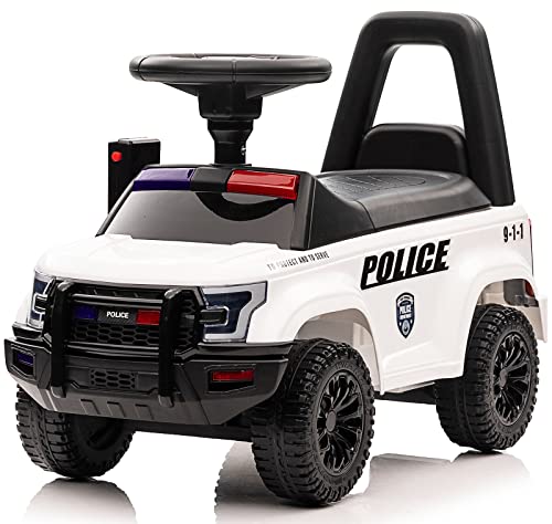 足けり パトロールカー 無線機型マイク付き 乗用カー PATROL CAR POLICE 9-1-1 パトカー ポリス 足けり乗用 押し車 子供が乗れる 乗用玩具 パトカーミニ (WHITE)