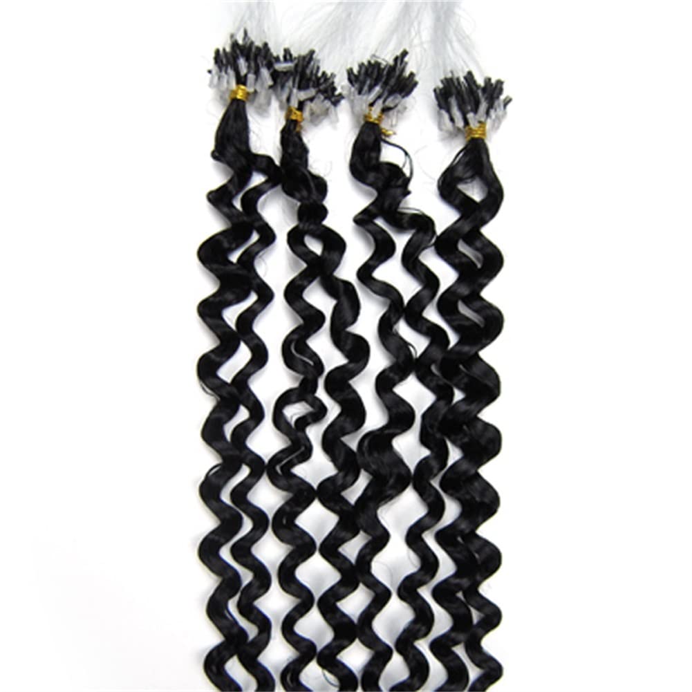 Micro Ring Link Hair Extensions Invisible Micro Ring Beads Loop Tip Remy Human Hair Curly Golden Blonde 20inch 100s