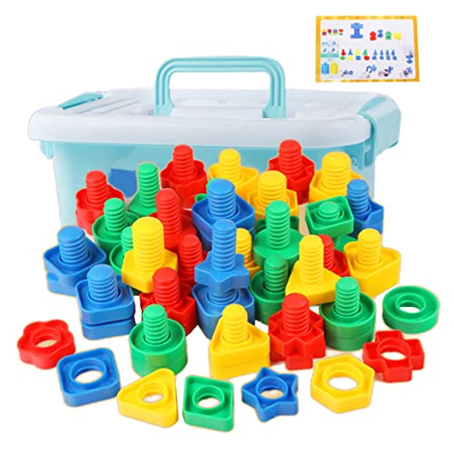 StaZamor Ensemble d'écrous et de Jouets pour bébé, Jouet de Construction bâtiment tri Couleur vis, Apprentissage la motricité Fine pour Les Enfants d'âge préscolaire – vue 2