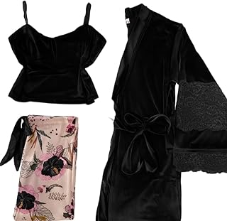 بيجامة شتوية كاجوال للنساء من 3 قطع مقاس موحد كود 5626، لون أسود