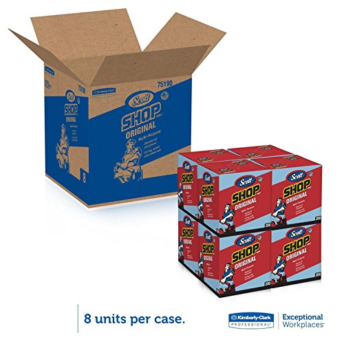 Scott SDX Kimberly-Clark 75190 Shop Towels, 10" x 12", Blue, 4 Box of 200 Towels - image 2