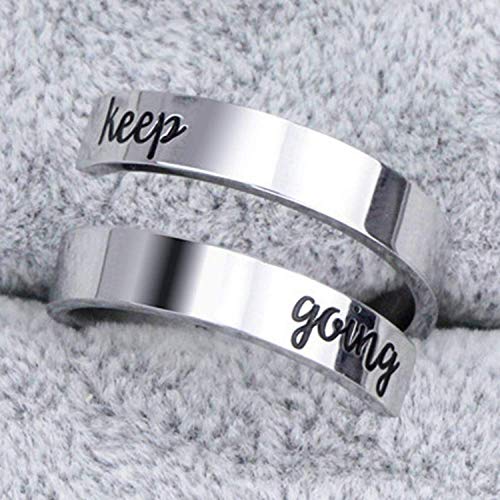 Xoyoyzu Inspirational Rings For Women Adjustable Statement Stainless Steel Spiral Wrap Twist Ring Encouragement Personalized Jewelry Birthday Gifts (Keep Going) #TOP3